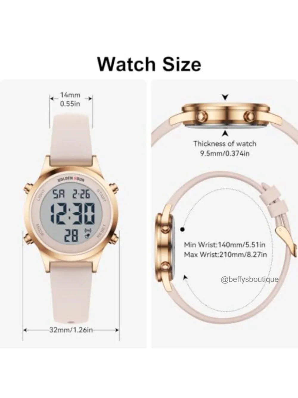 Women's Digital Sports Watch Waterproof Silicone Strap Alarm Stopwatch